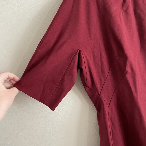 MM Lafleur Women 16 Bordeaux Washable Wool Twill Mock Neck Farnoosh Sheath Dress - Picture 5 of 11